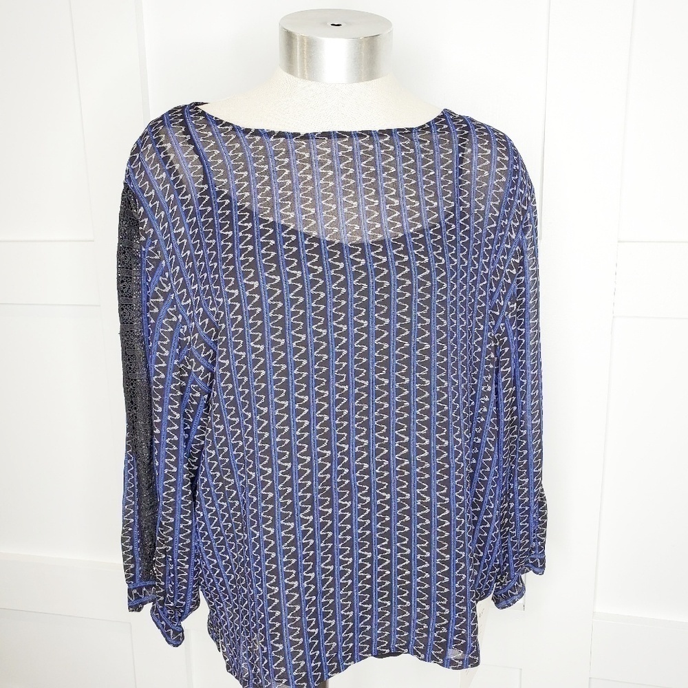Wrap London Flowy Draped Blouse Shirt Geometric